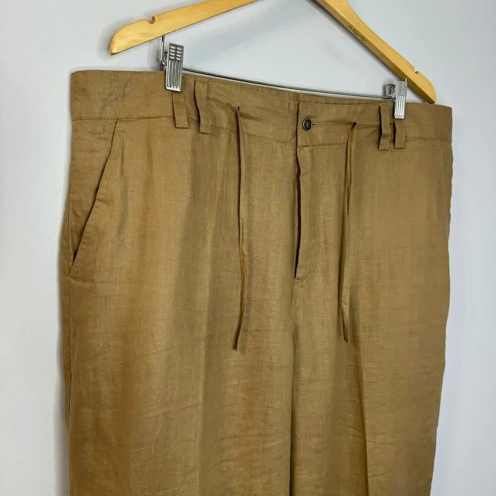 Royal Prestige Linen Pant Cargo Packet Straight Leg  Summer Vacation Sz 40
